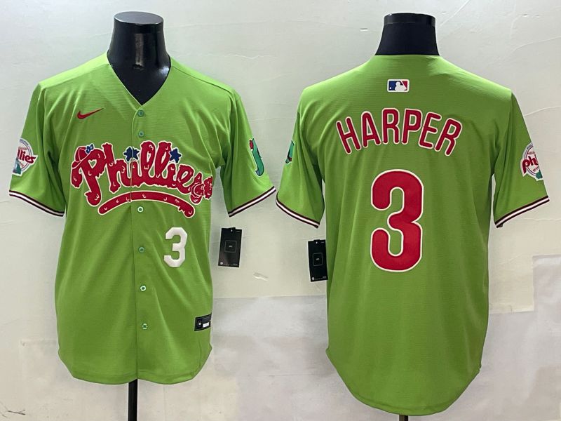 Men Philadelphia Phillies #3 Harper Green Five generations Nike 2025 MLB Jersey style 2